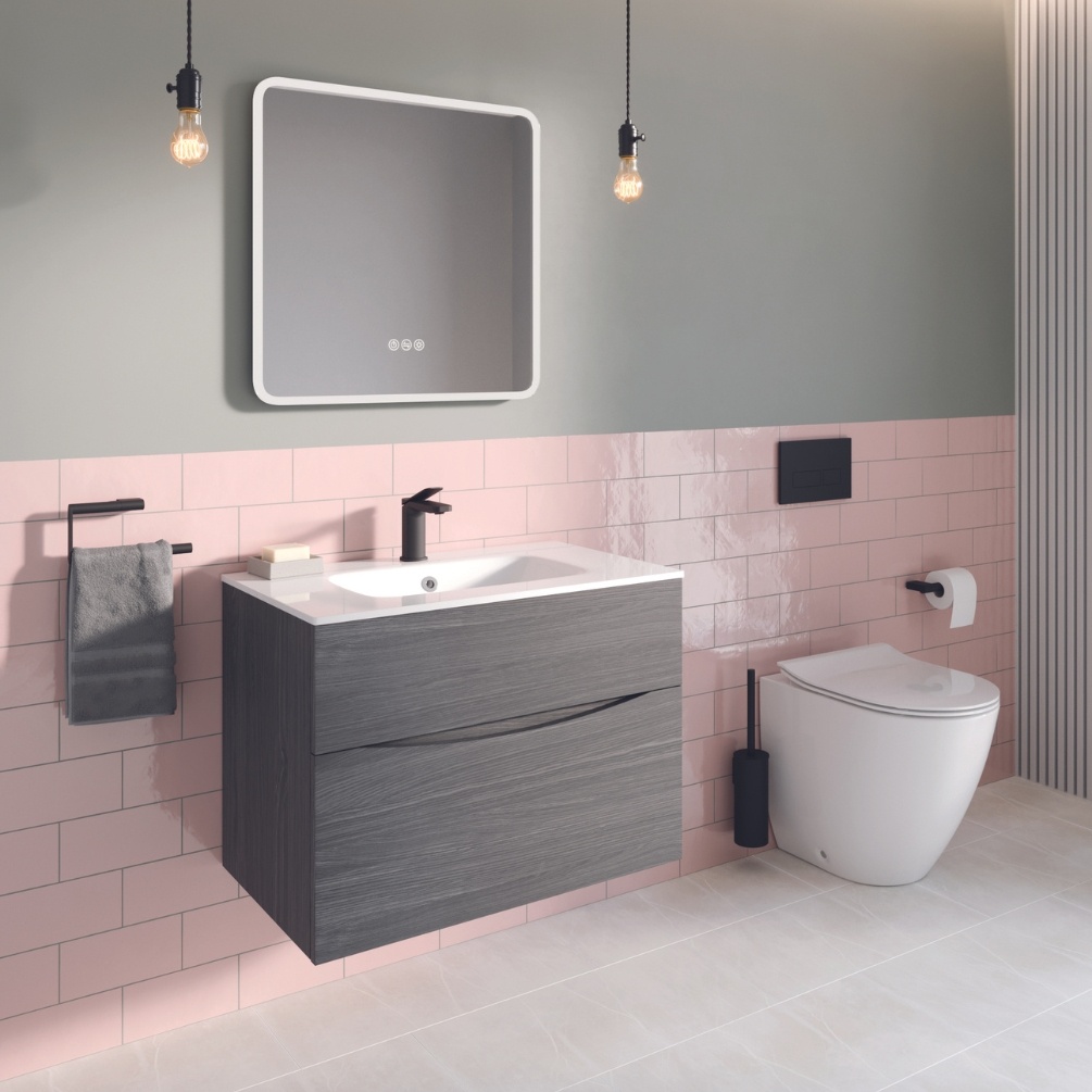 Product Lifestyle image of the Crosswater Glide II Steelwood 700mm Double Drawer Unit with Basin